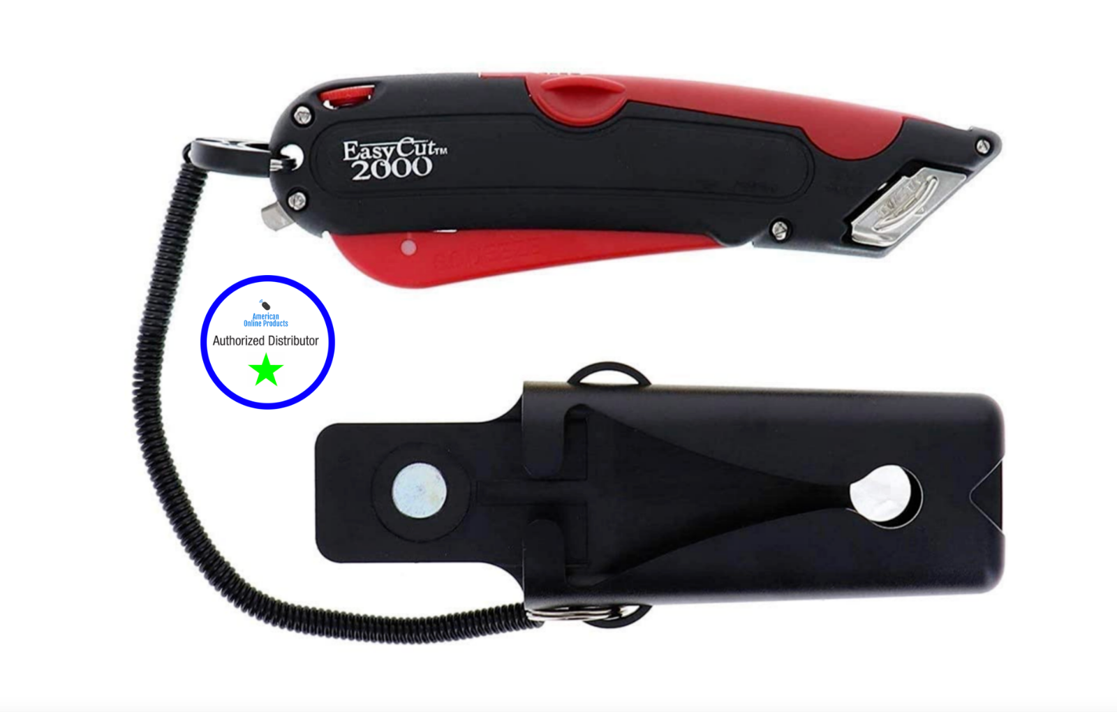 Easy Cut 2000 Red Safety Box Cutter Knife W/ Holster & Lanyard Easycut Best Deal