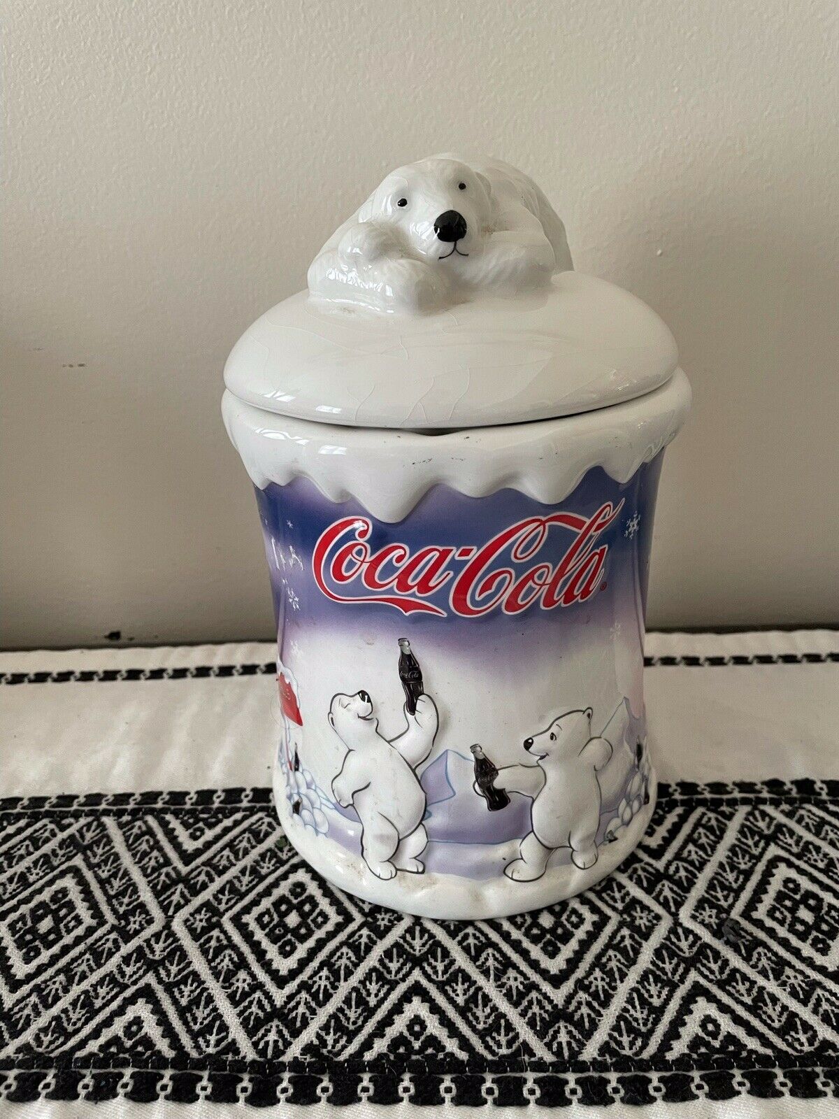 2002 Coca-cola Company Polar Bear Cookie Jar/pet Treats - Houston Harvest 31870