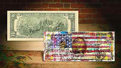 American Flag - All Lives Matter By Rency Art Genuine U.s. $2 Bill Signed Banksy