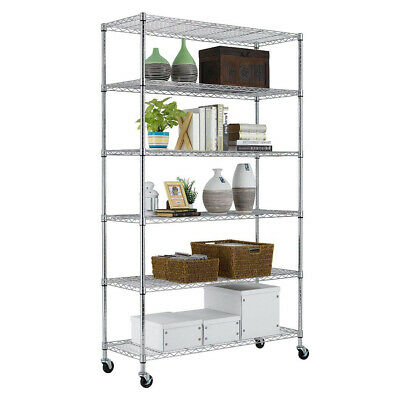 82"x48"x18" 6 Tier Wire Shelving Unit Heavy Duty Height Adjustable Nsf
