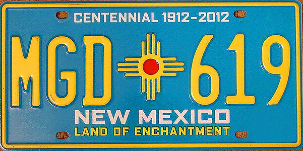 New Mexico Turquoise License Plate (random Plate#)