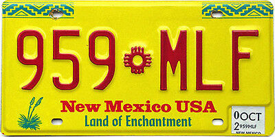 New Mexico Yellow Zia Sun License Plate (random Plate#)